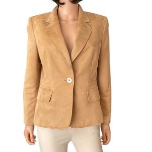 Vintage Kasper faux suede light tan blazer